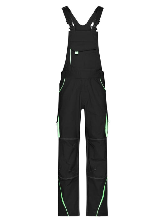 Workwear Pants with Bib - Color Daiber Black/Lime-Green
