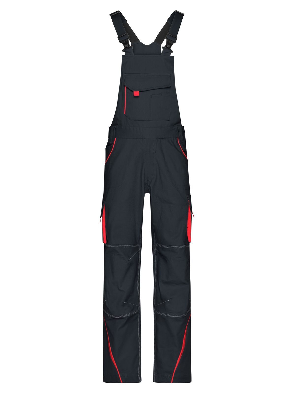 Workwear Pants with Bib - Color Daiber Carbon/Red