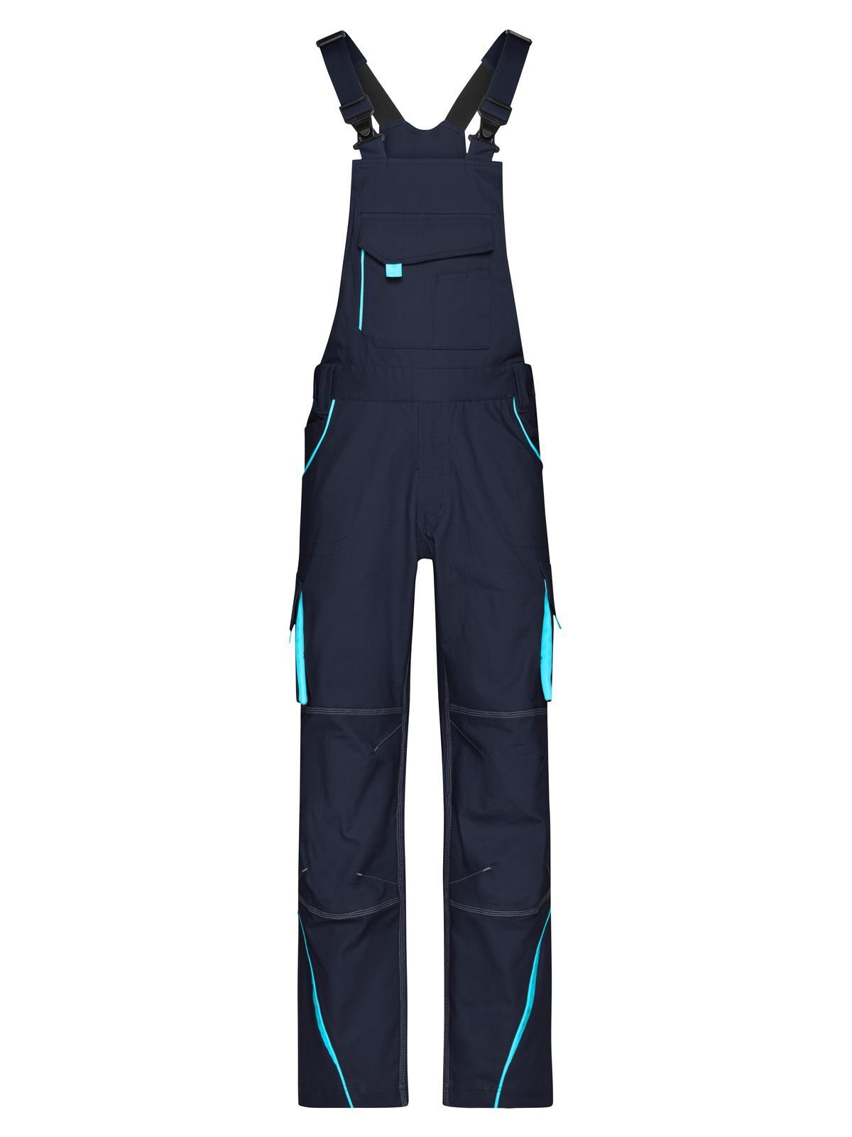 Workwear Pants with Bib - Color Daiber Navy/Turquoise