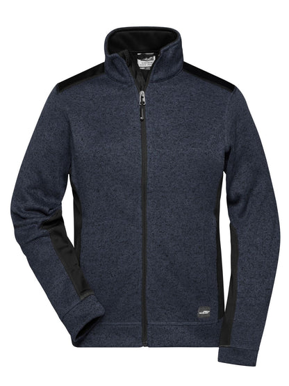 Ladies' Knitted Workwear Fleece Jacket - Strong Daiber Carbon-Melange/Black