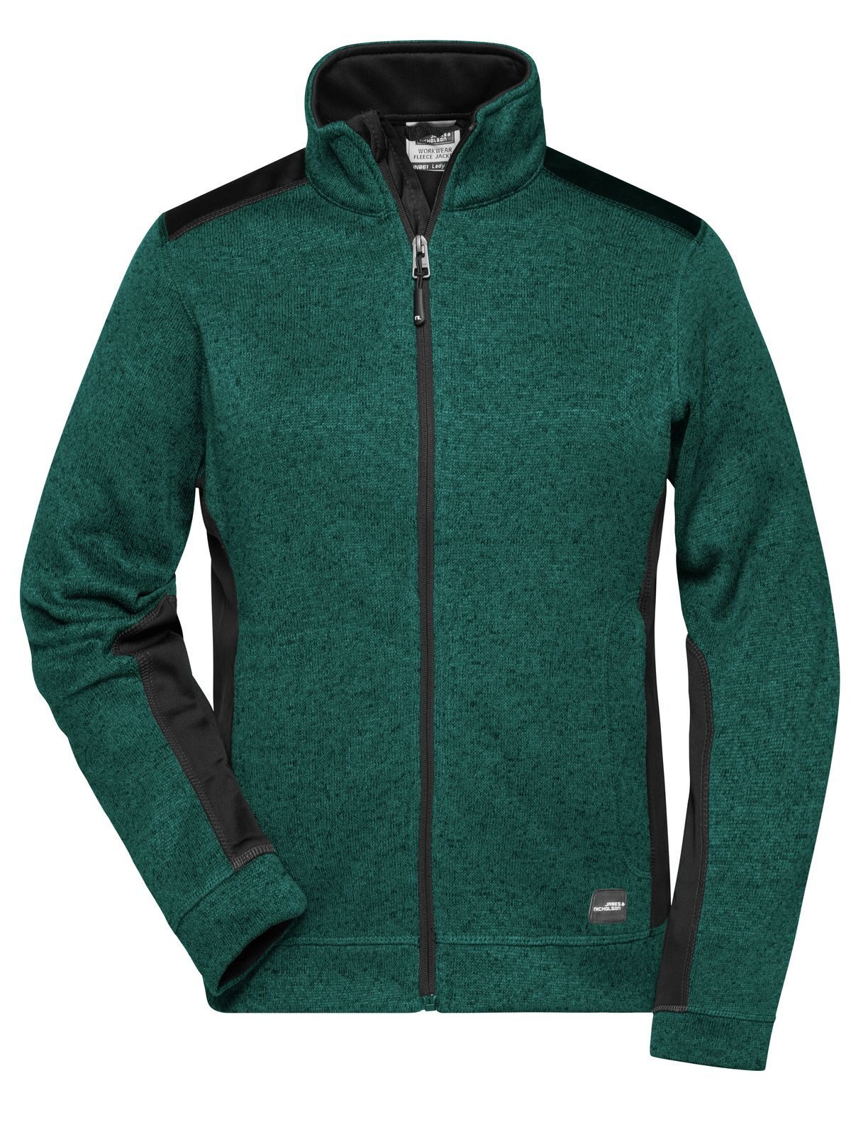 Ladies' Knitted Workwear Fleece Jacket - Strong Daiber Dark-Green-Melange/Black