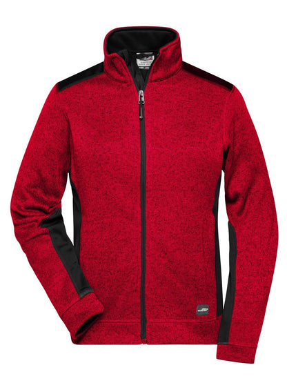 Ladies' Knitted Workwear Fleece Jacket - Strong Daiber Red-Melange/Black