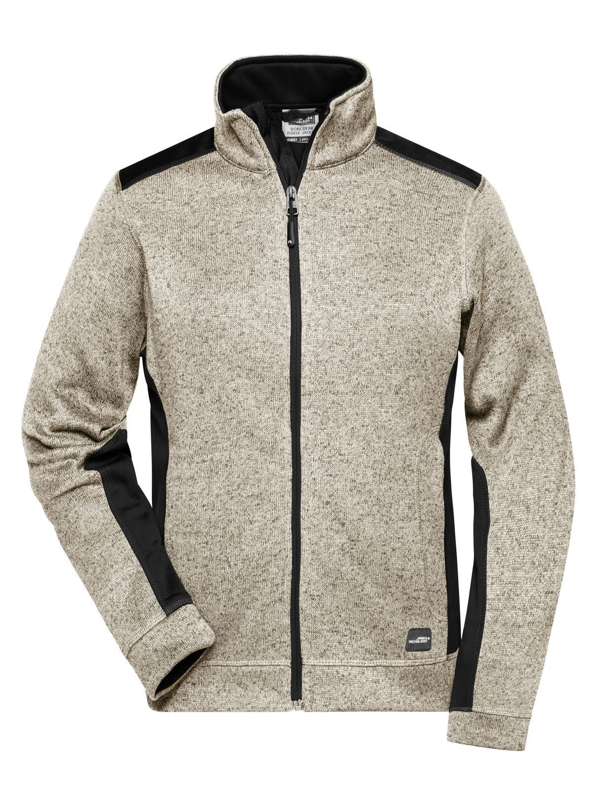 Ladies' Knitted Workwear Fleece Jacket - Strong Daiber Stone-Melange/Black