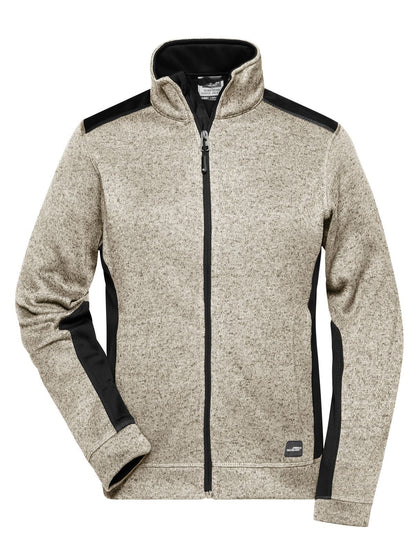 Ladies' Knitted Workwear Fleece Jacket - Strong Daiber Stone-Melange/Black
