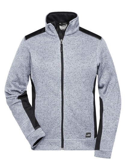 Ladies' Knitted Workwear Fleece Jacket - Strong Daiber White-Melange/Carbon