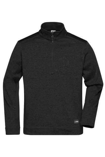Men's Knitted Workwear Fleece Half-Zip - Strong Daiber Black/Black
