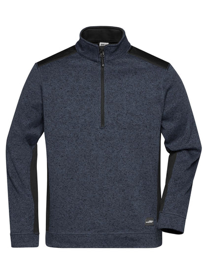 Men's Knitted Workwear Fleece Half-Zip - Strong Daiber Carbon-Melange/Black