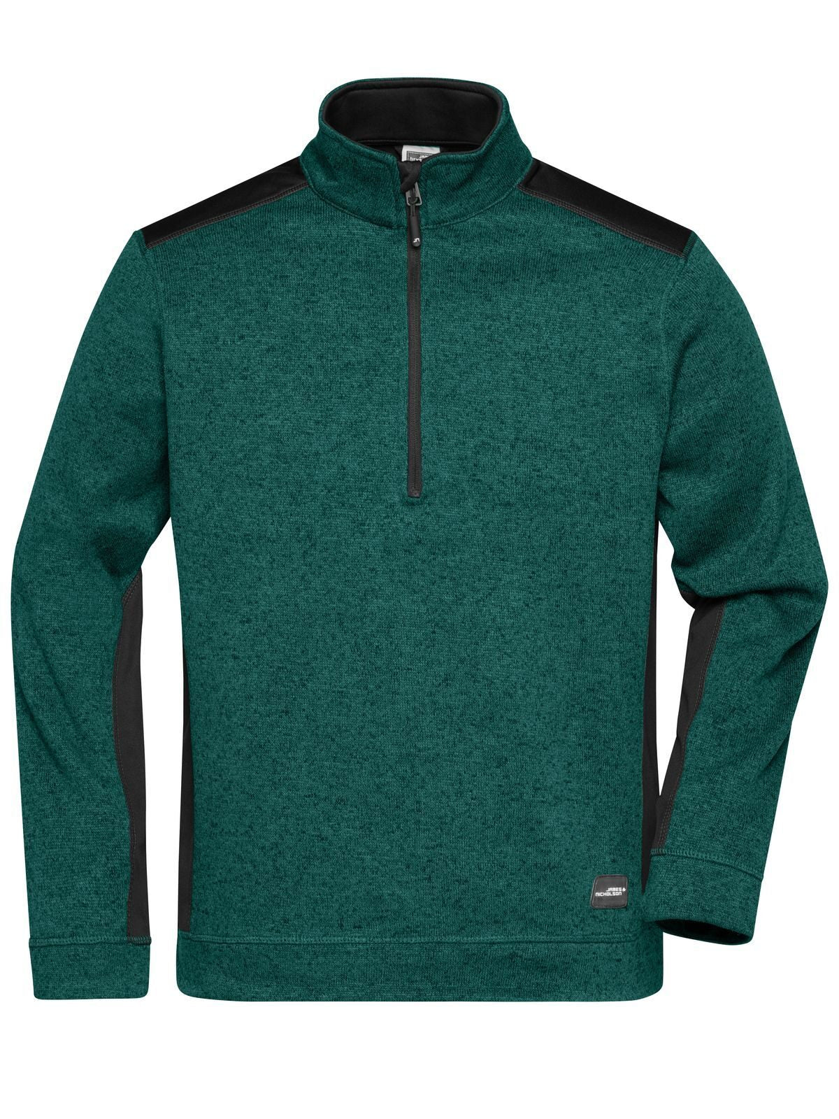 Men's Knitted Workwear Fleece Half-Zip - Strong Daiber Dark-Green-Melange/Black