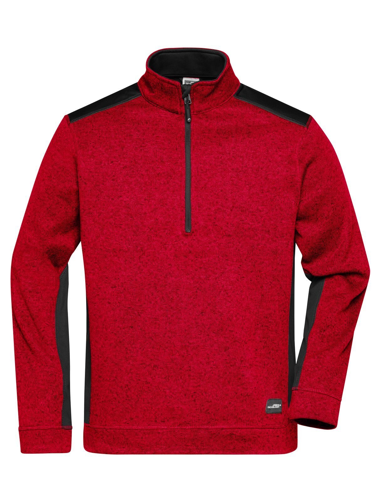 Men's Knitted Workwear Fleece Half-Zip - Strong Daiber Red-Melange/Black