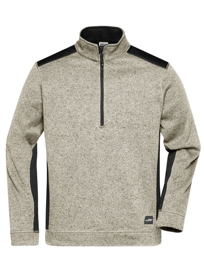 Men's Knitted Workwear Fleece Half-Zip - Strong Daiber Stone-Melange/Black