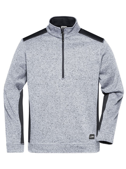Men's Knitted Workwear Fleece Half-Zip - Strong Daiber White-Melange/Carbon