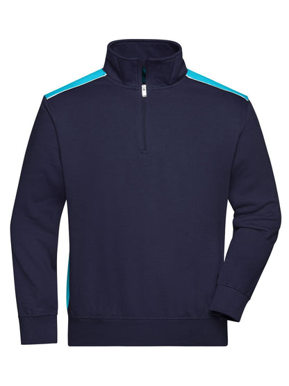 Workwear Half-Zip Sweat - Color Daiber Navy/Turquoise