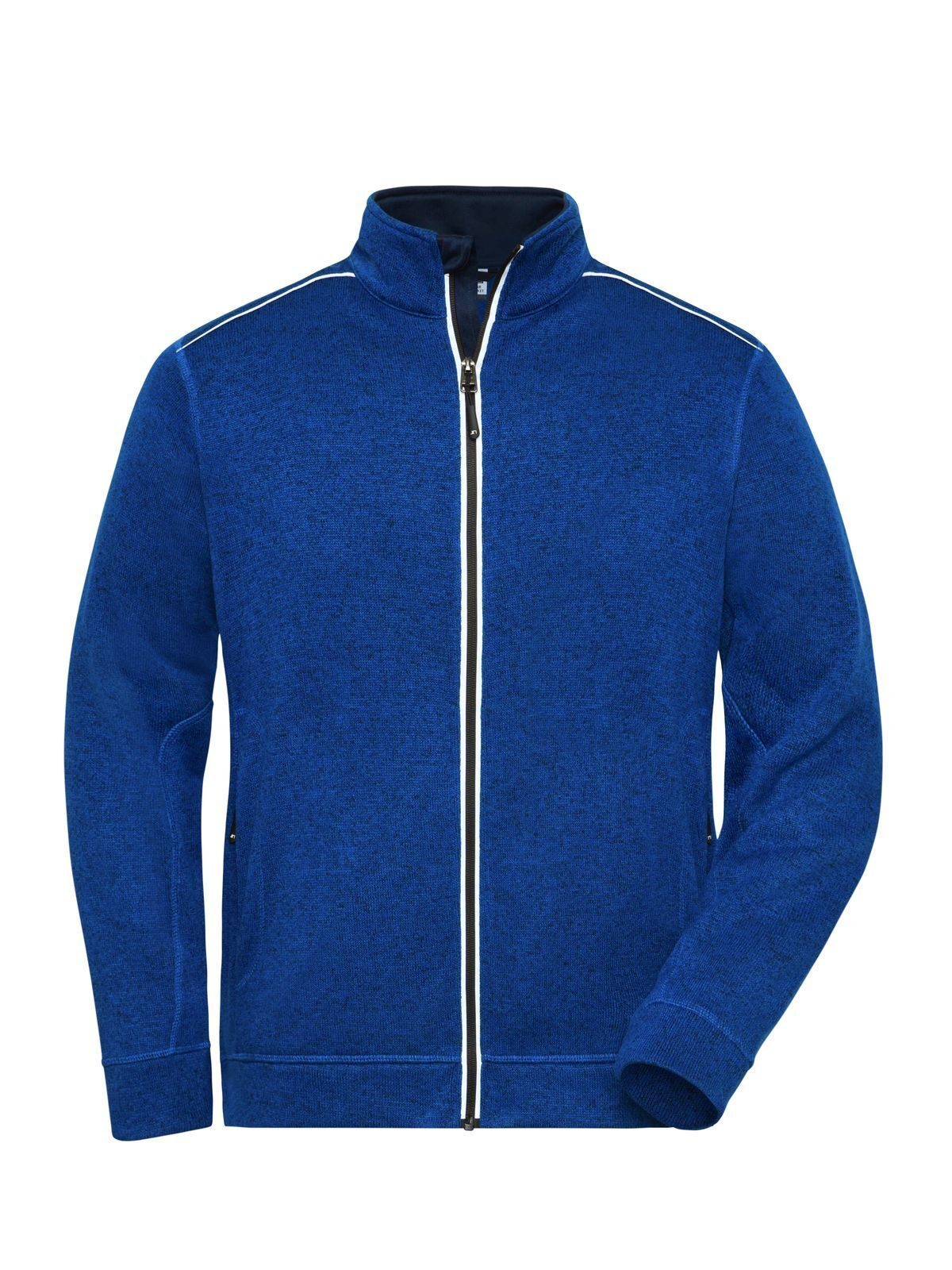 Men's Knitted Workwear Fleece Jacket - Solid Daiber Dark-Royal-Melange/Navy