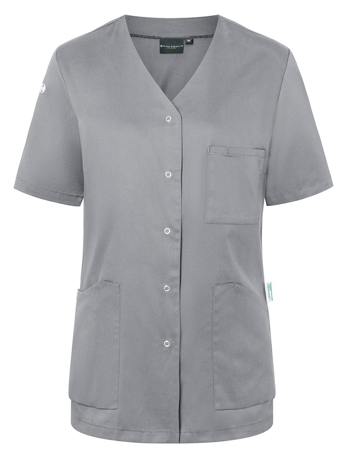 Ladies Work Smock With Press Studs - Essential Karlowsky Platinum Grey