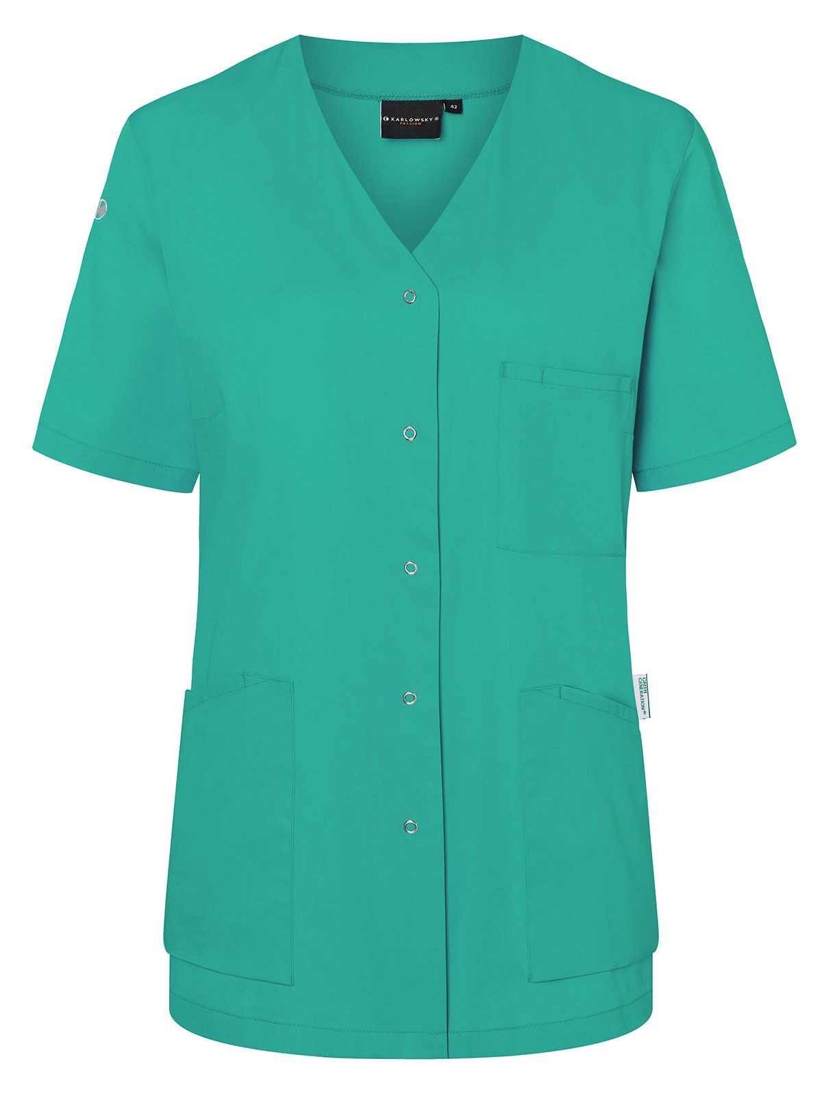 Ladies Work Smock With Press Studs - Essential Karlowsky Emerald Green
