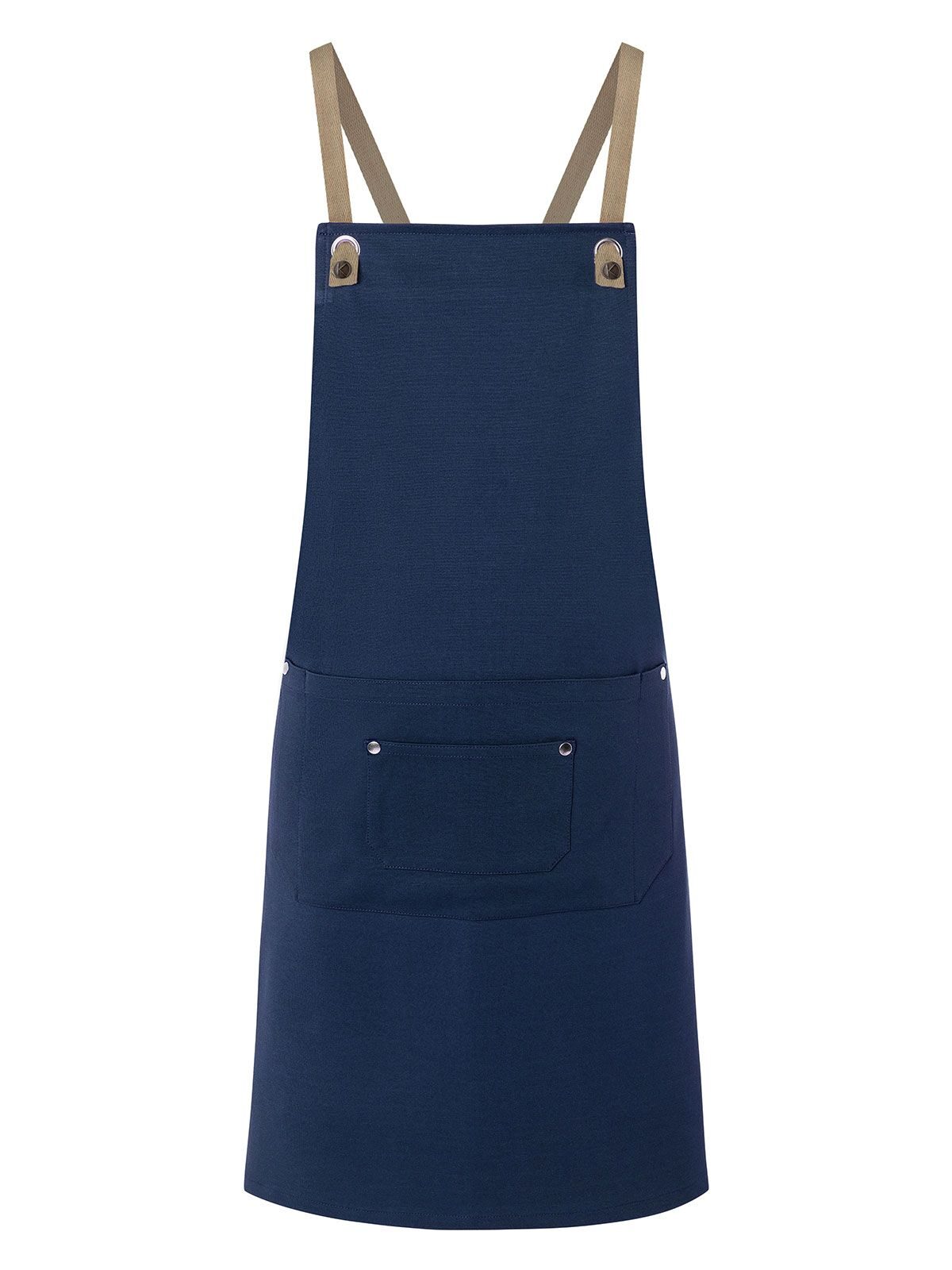 Bib Apron With Crossed Ribbons And Big Pocket Karlowsky Steel Blue