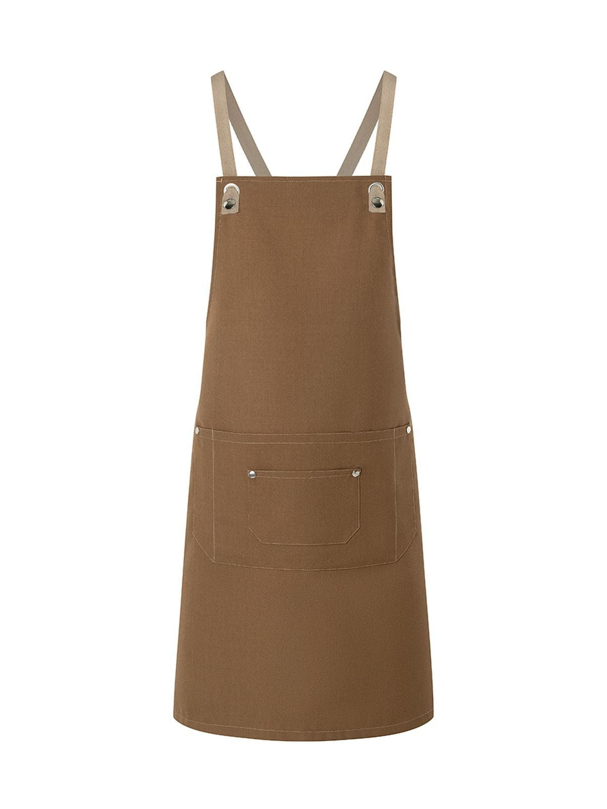 Bib Apron With Crossed Ribbons And Big Pocket Karlowsky Cinnamon
