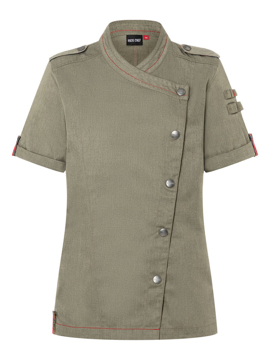 Giacca da cuoco da donna a maniche corte ROCK CHEF®-Stage2 Karlowsky Vintage Moss Green