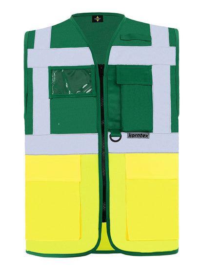 Multi Functional Vest 'Berlin' Korntex Paramedic Green/Yellow