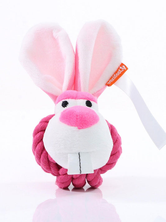 Dog toy knotted animal rabbit MBW Pink