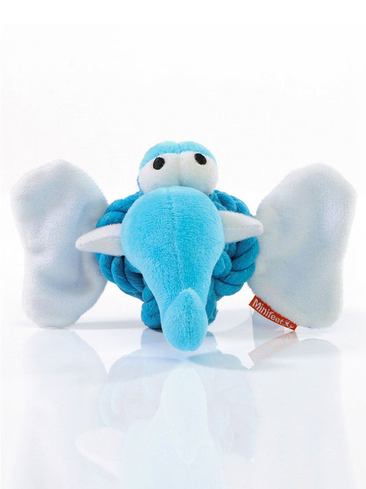 Dog toy knotted animal elephant MBW Blue