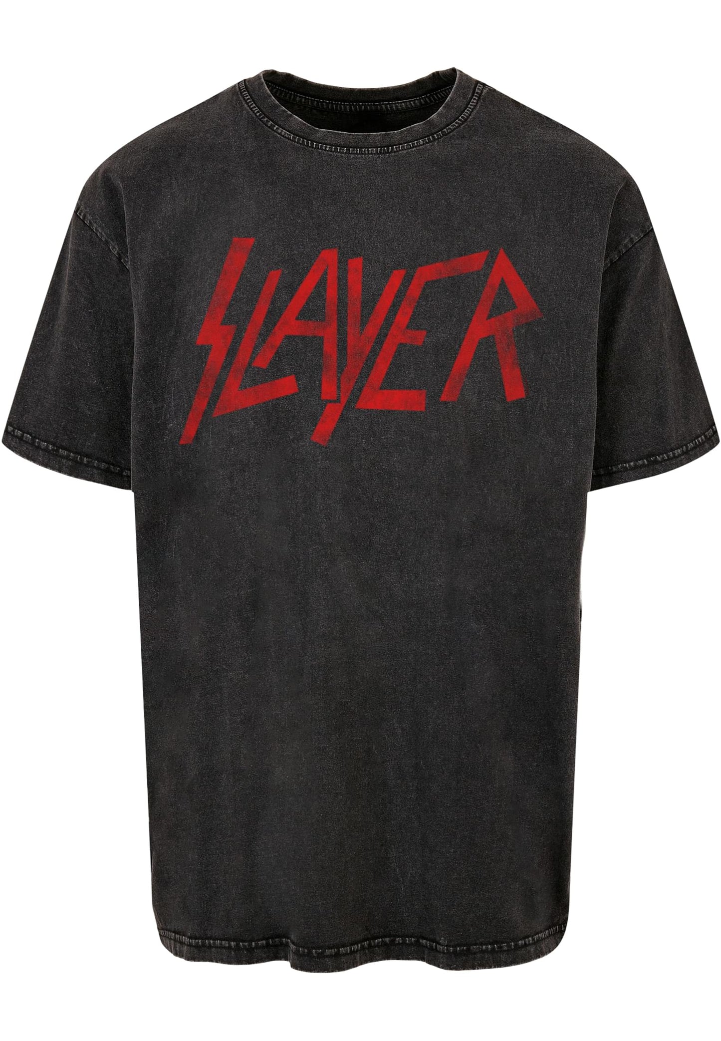 Slayer - Distressed Logo Acid Washed Oversize Tee