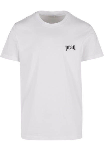 Pray Old English Wording EMB Tee