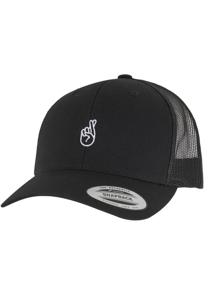 Crossed Fingers Handsign Retro Trucker Cap