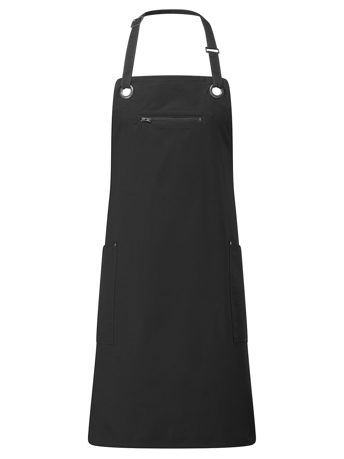 'Barley' Contrast Stitch Sustainable Bib Apron Premier Black/Charcoal