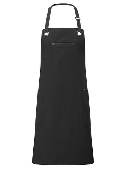 'Barley' Contrast Stitch Sustainable Bib Apron Premier Black/Charcoal