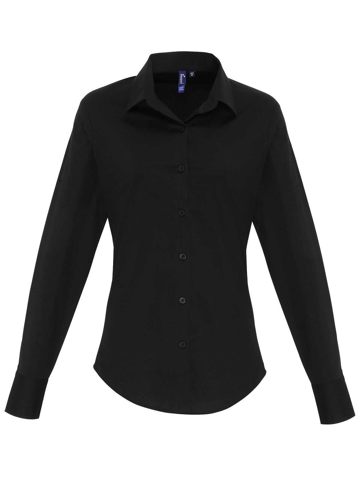 Ladies' Stretch Fit Cotton Poplin Long Sleeve Shirt Premier Black