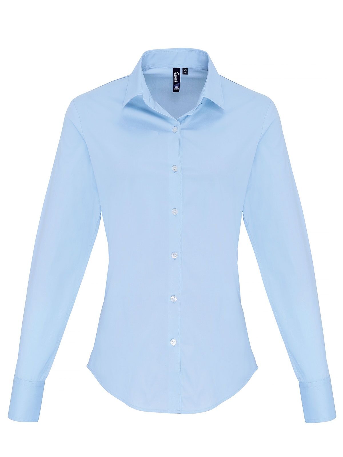 Ladies' Stretch Fit Cotton Poplin Long Sleeve Shirt Premier Pale Blue