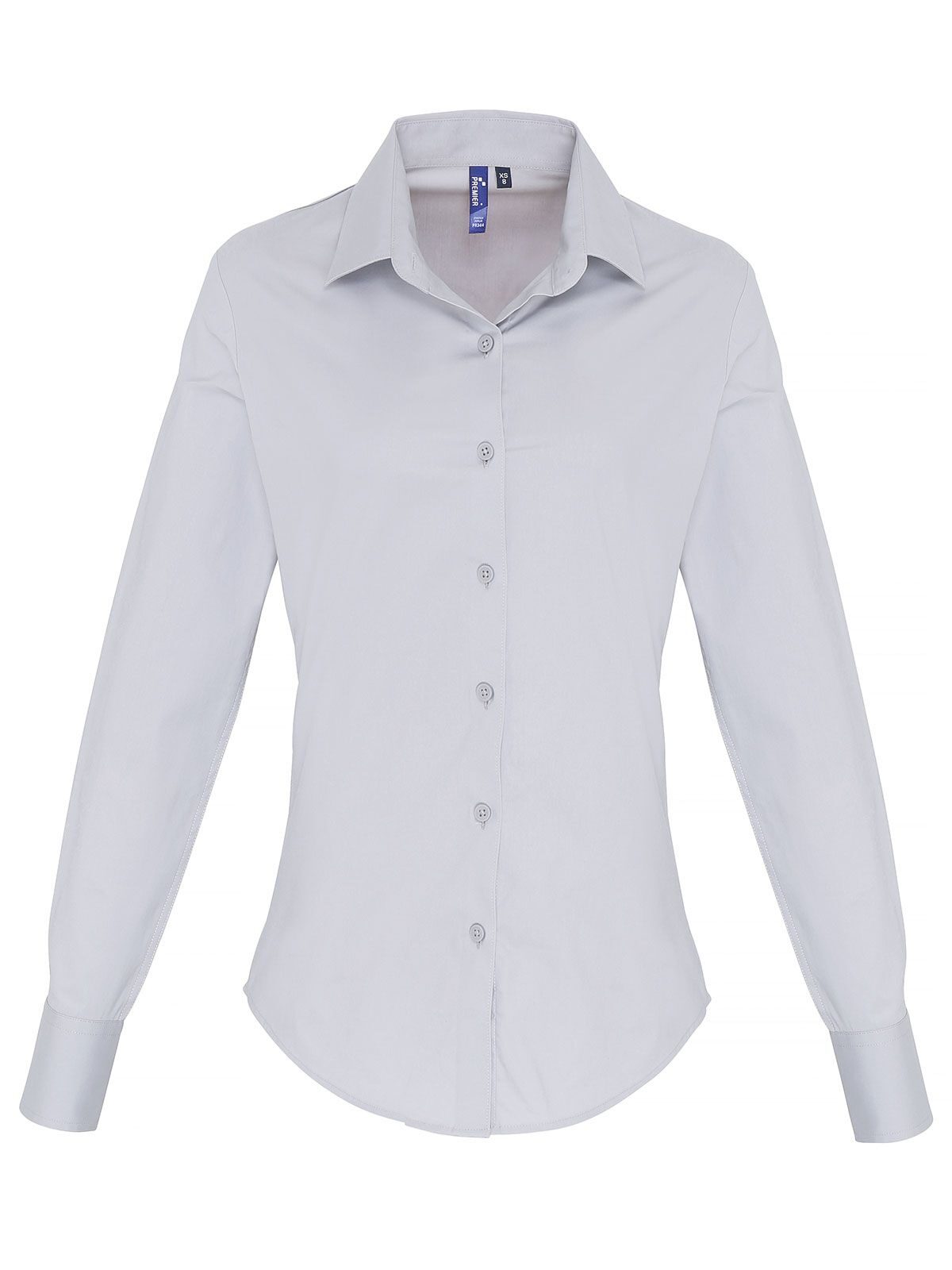 Ladies' Stretch Fit Cotton Poplin Long Sleeve Shirt Premier Silver