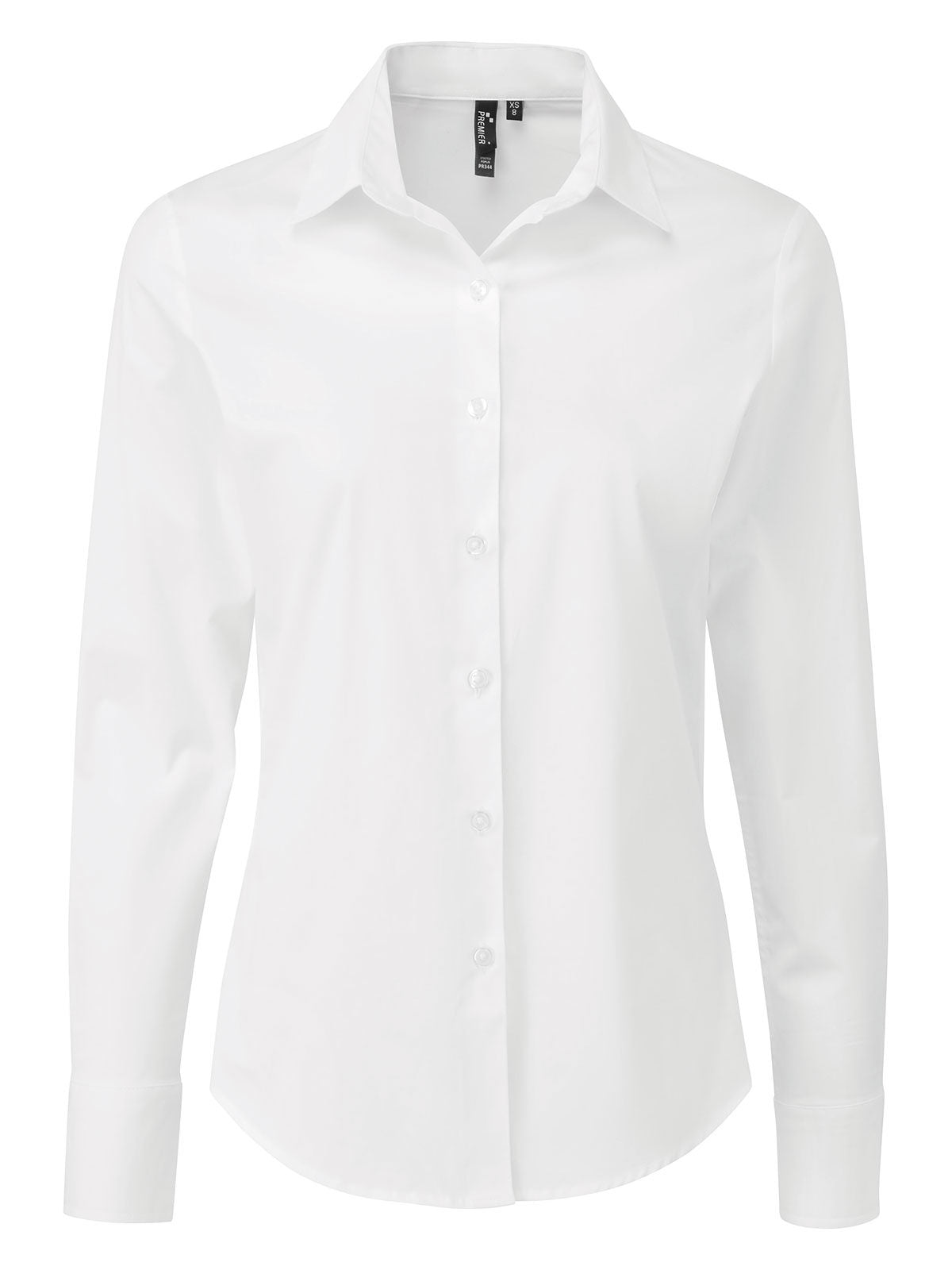 Ladies' Stretch Fit Cotton Poplin Long Sleeve Shirt Premier White