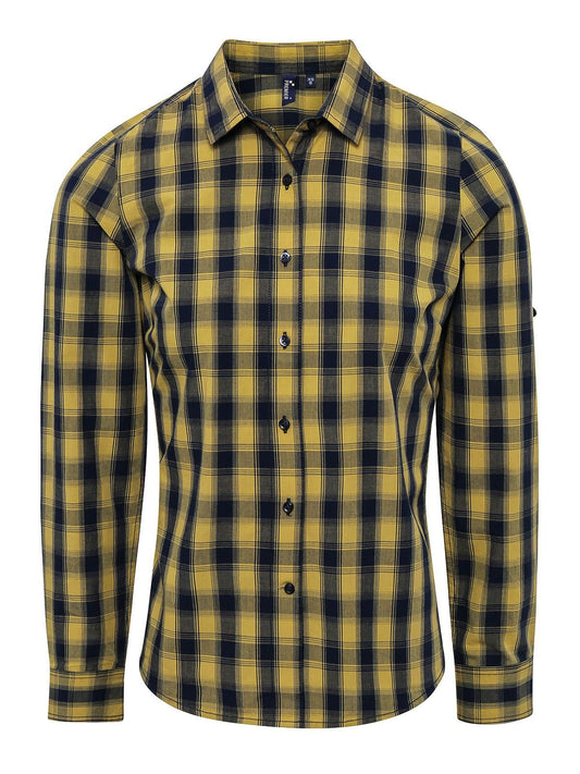 Ladies' LSL 'Mulligan' Check Cotton Bar Shirt     t Premier Camel/Navy
