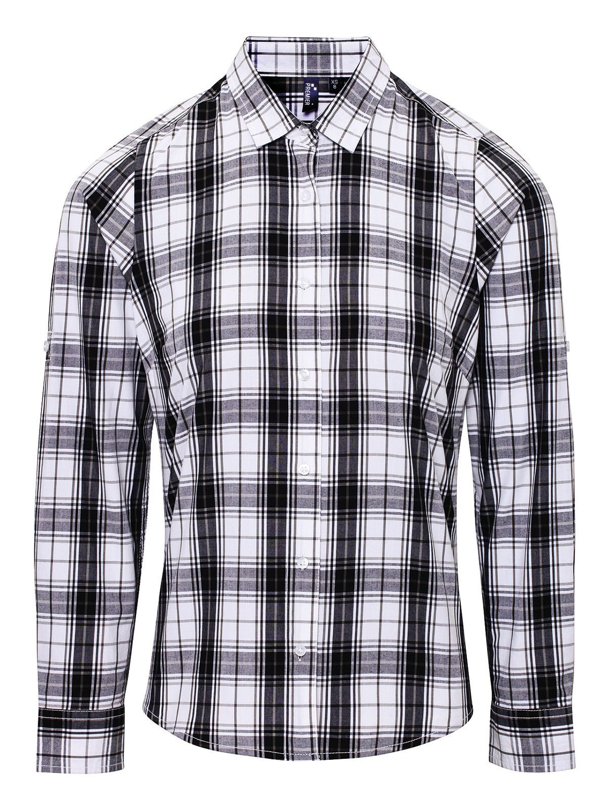 Ladies' LSL 'Ginmill' Check Cotton Bar Shirt Premier Black White