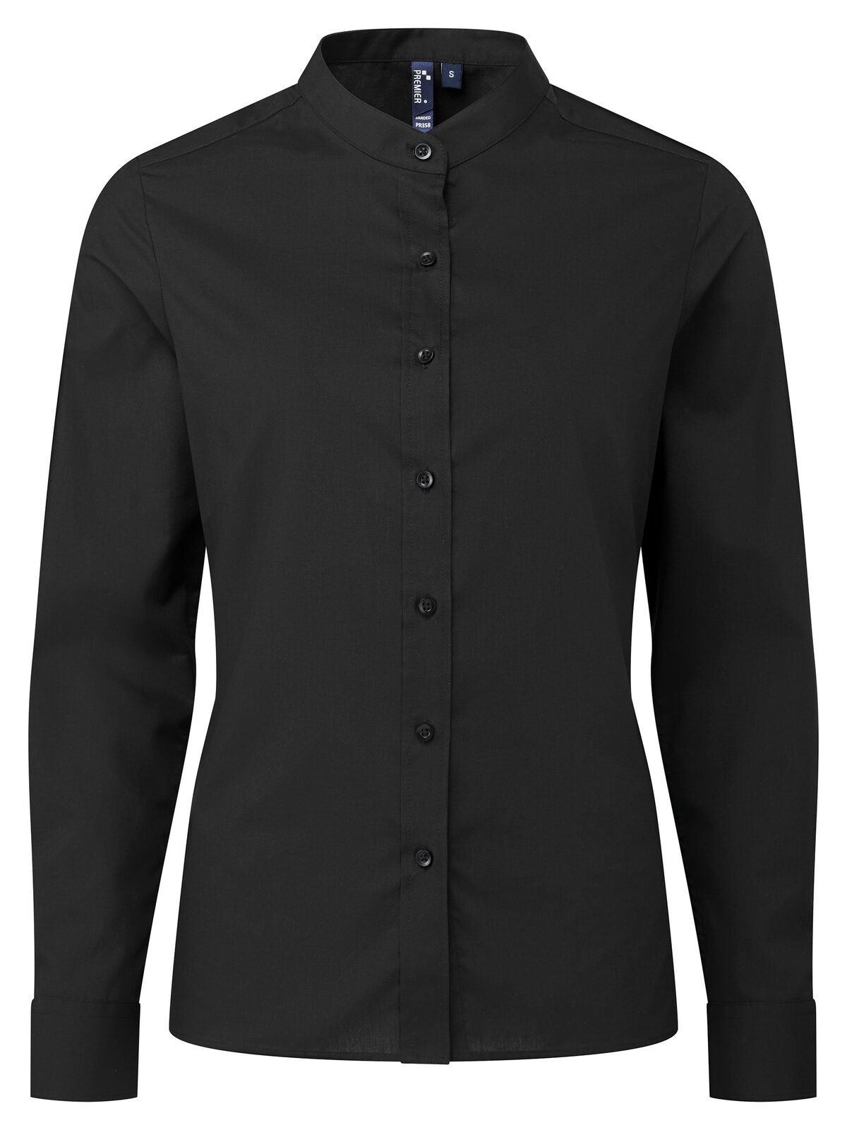 Women's Banded Collar 'Grandad' Shirt Premier Black
