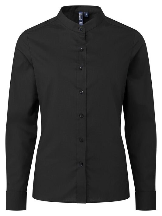 Women's Banded Collar 'Grandad' Shirt Premier Black