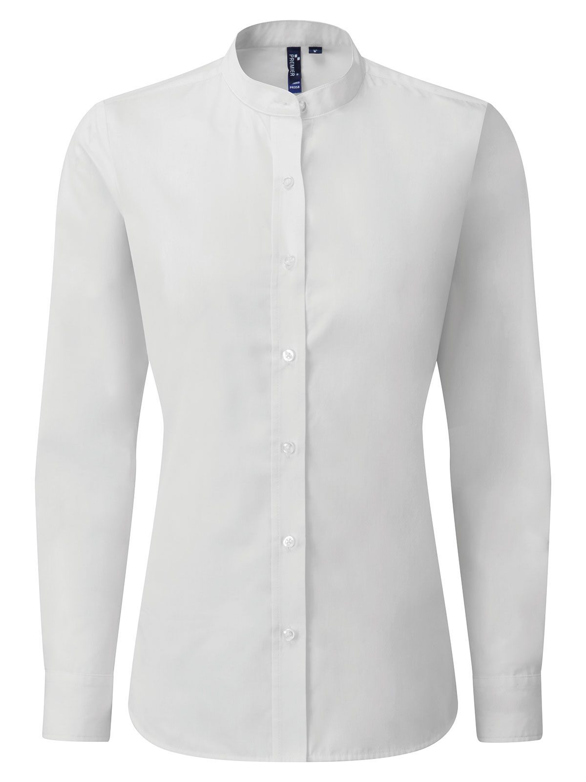 Women's Banded Collar 'Grandad' Shirt Premier White