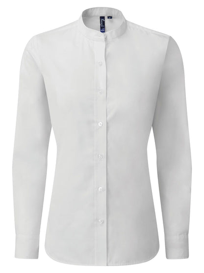Women's Banded Collar 'Grandad' Shirt Premier White
