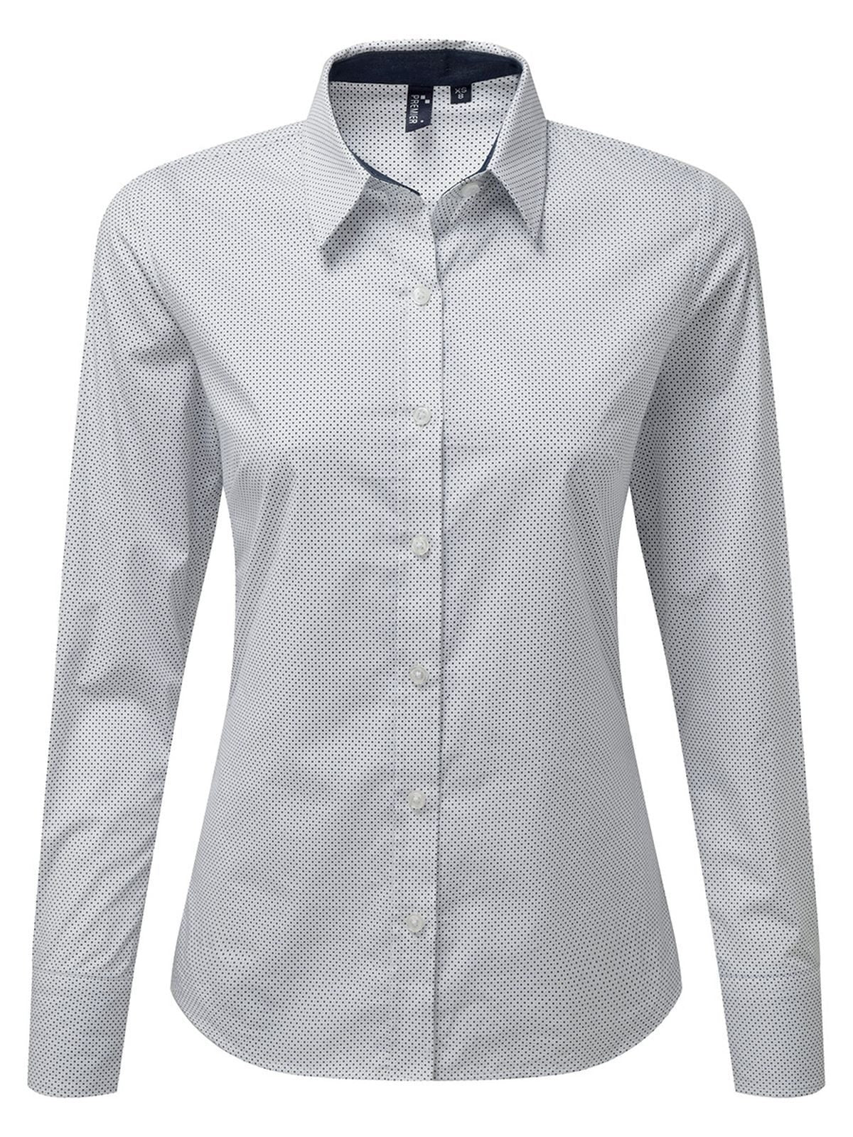 Women's Denim-Pindot Long Sleeve Shirt
