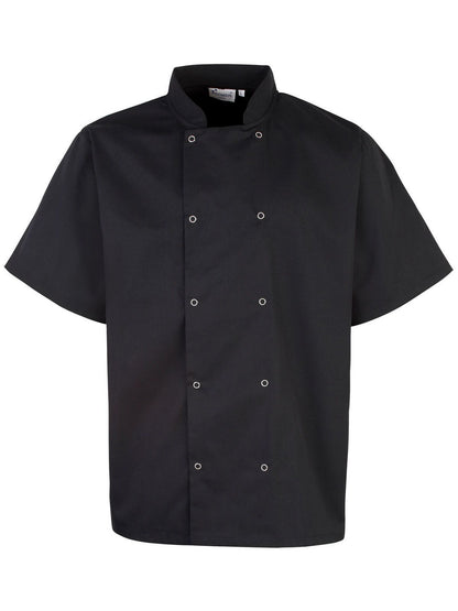 Studded Front Shorts Sleeve Chef's Jacket Premier Black