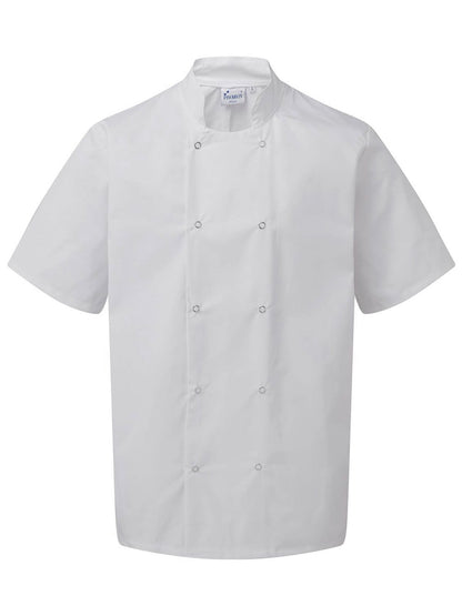 Studded Front Shorts Sleeve Chef's Jacket Premier White