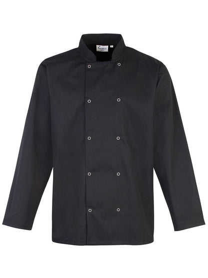 Long Sleeve Press Stud Chef''s Jacket Premier Black