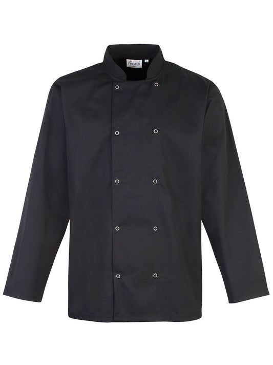 Long Sleeve Press Stud Chef''s Jacket Premier Black