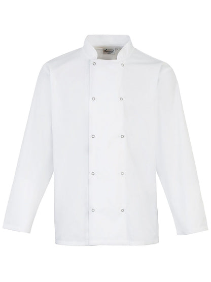 Long Sleeve Press Stud Chef''s Jacket Premier White