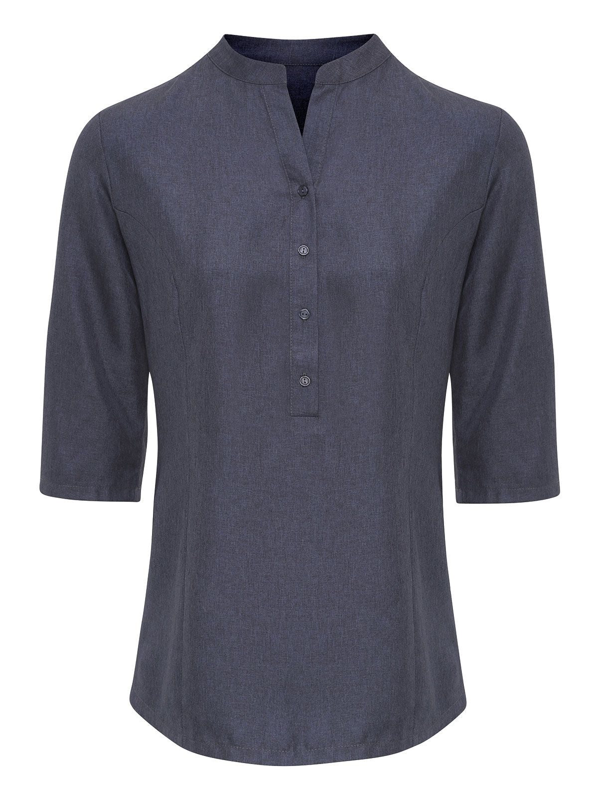 Verbena Linen Look Button Up Beauty Tunic Premier Black Heather