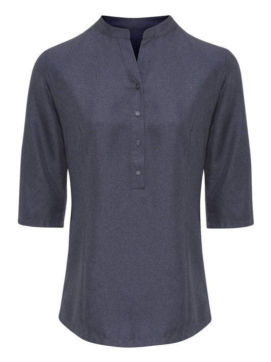 Verbena Linen Look Button Up Beauty Tunic Premier Black Heather