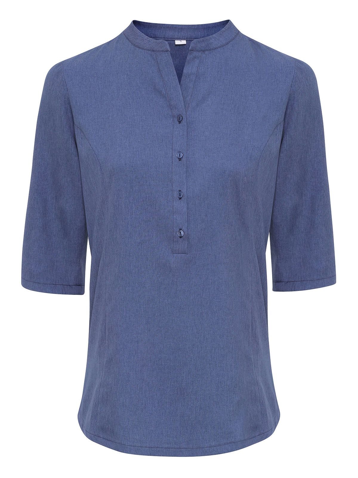 Verbena Linen Look Button Up Beauty Tunic Premier Blue Heather