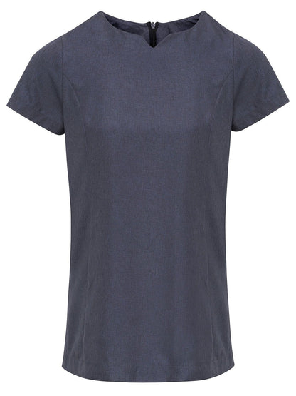 Viola Linen Look Cut Neck Beauty Tunic Premier Black Heather